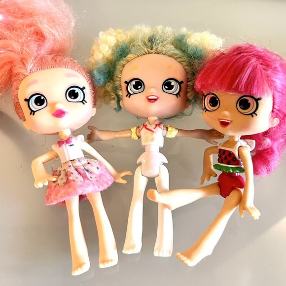 Shopkins Shoppies Dolls Figurines Pinkie Pie Poppette Pipa Melon Lot of 3 - Picture 1 of 15